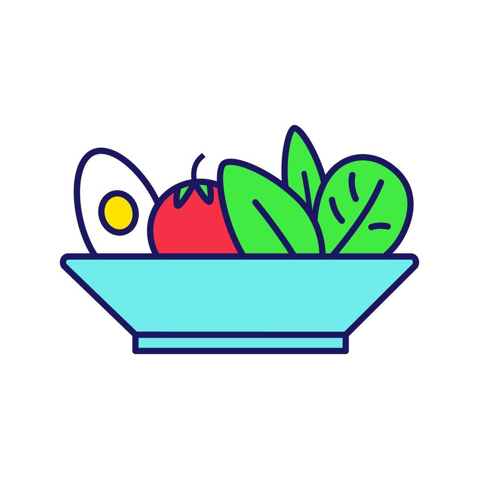 icono de color de ensalada. nutrición saludable. comida vegetariana. menú de restaurante o cafetería. barra de ensaladas. menú de almuerzo de negocios adecuado. ilustración vectorial aislada vector