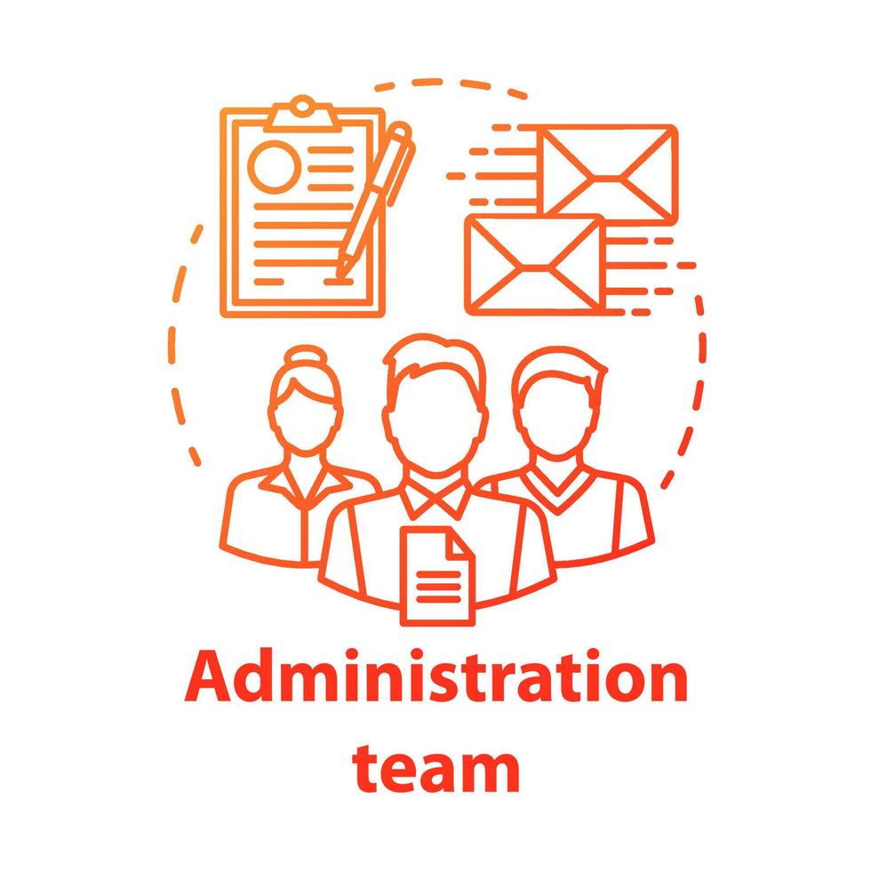 Administration team concept icon. Organization department idea thin line illustration. Office managers team. Company staff. Corporate management personnel. Vector isolated drawing