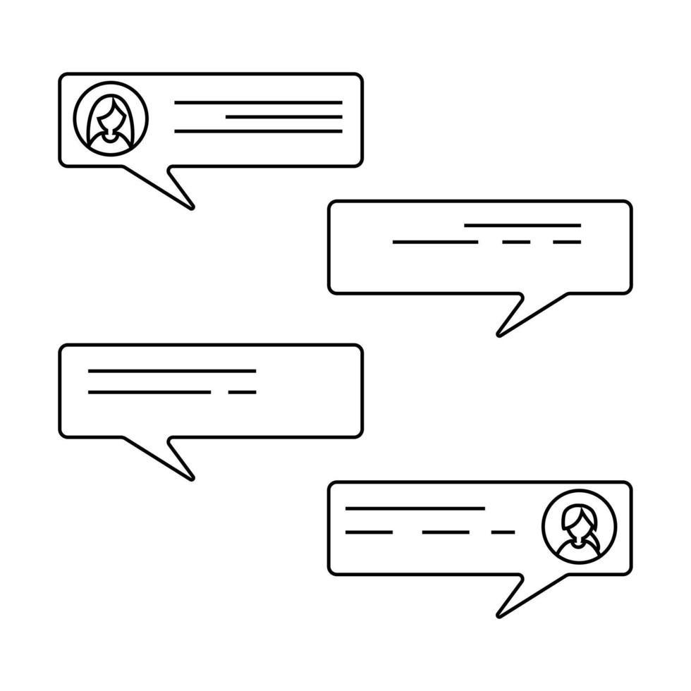 Outline speech icon set. Dialogue, chatting, communication. Chat symbol. vector