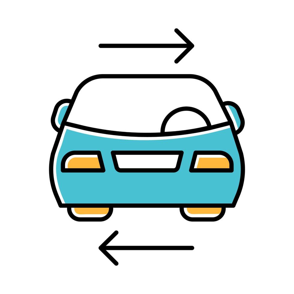 icono de color azul del servicio de coche compartido. alquiler de vehiculo. compartir coche compartir viaje. coche compartido ascensor compartido. movilidad compartida. transporte por carretera. trabajo de conductor estacionamiento. ilustración vectorial aislada vector