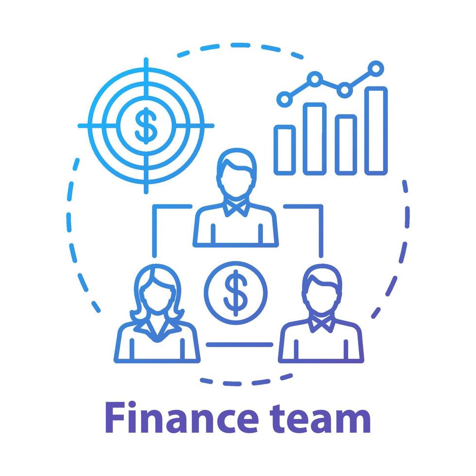 Company finance team concept icon. Management accountants idea thin line illustration. Professional bookkeepers. Business investors, sponsors. Vector isolated outline drawing