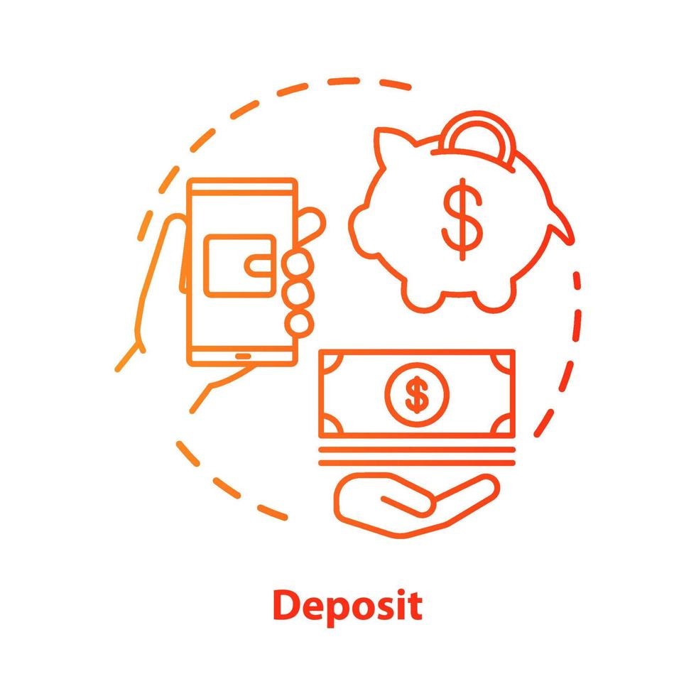Deposit concept icon. Savings investments. Casino deposit bonus idea thin line illustration. Digital wallet payment. Cash back and piggy bank. Vector isolated outline drawing
