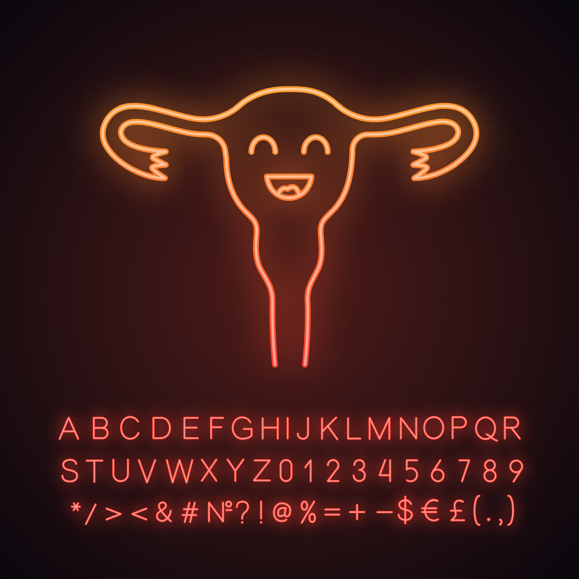 Smiling uterus neon light icon. Women health. Fertility. Healthy female  reproductive system. Glowing sign with alphabet, numbers and symbols.  Vector isolated illustration 5600410 Vector Art at Vecteezy
