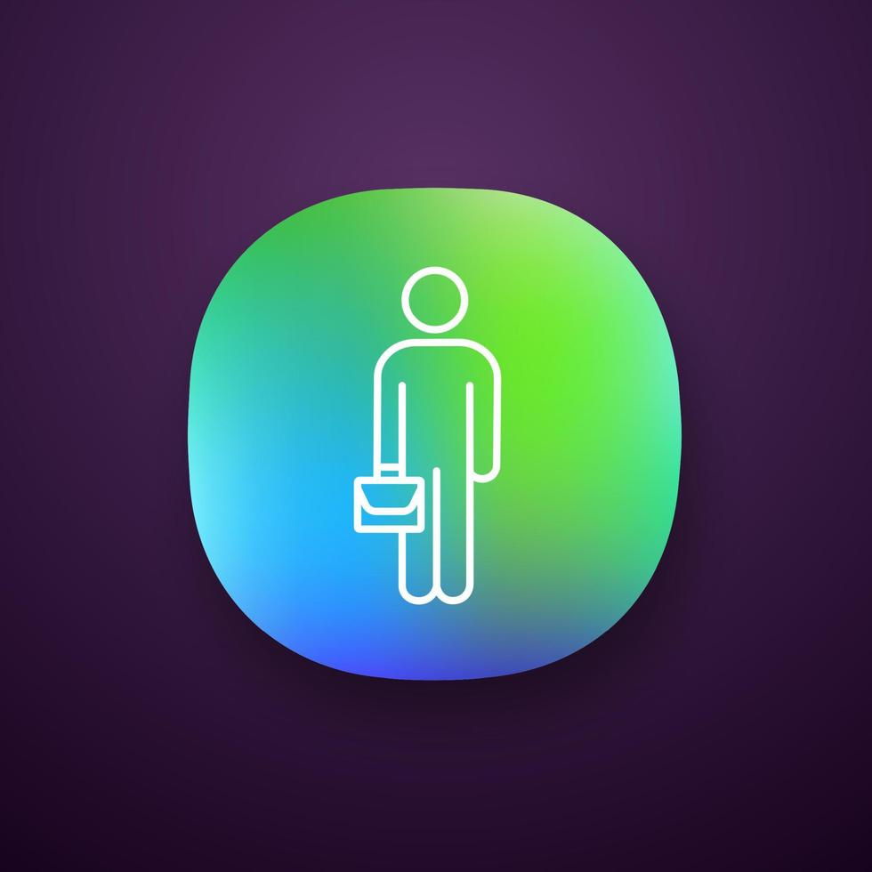 Businessman app icon. UI UX user interface. Worker. Investor, manager. Person with briefcase. Web or mobile application. Vector isolated illustration