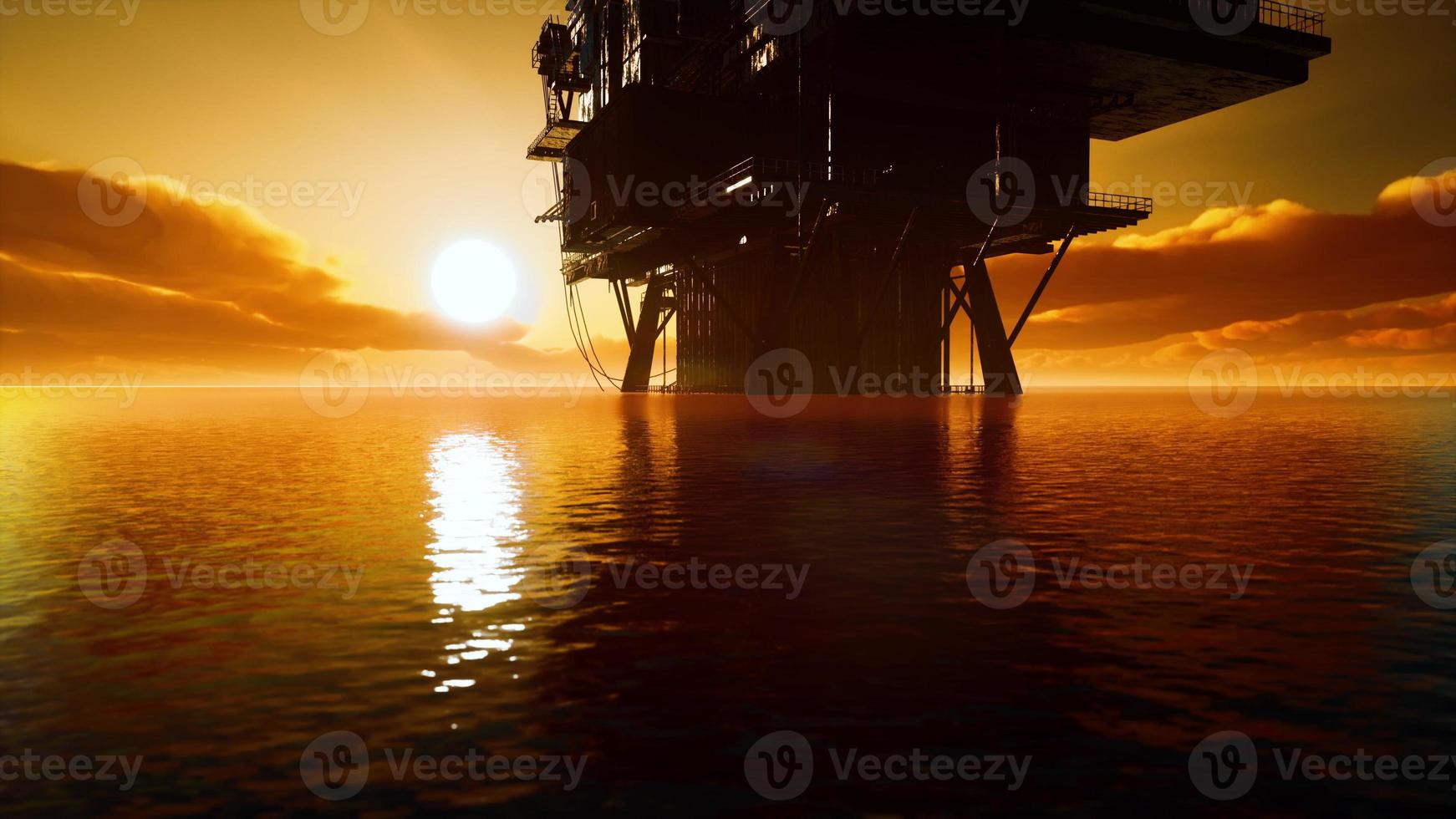 silueta de la plataforma de perforación de petróleo en alta mar foto