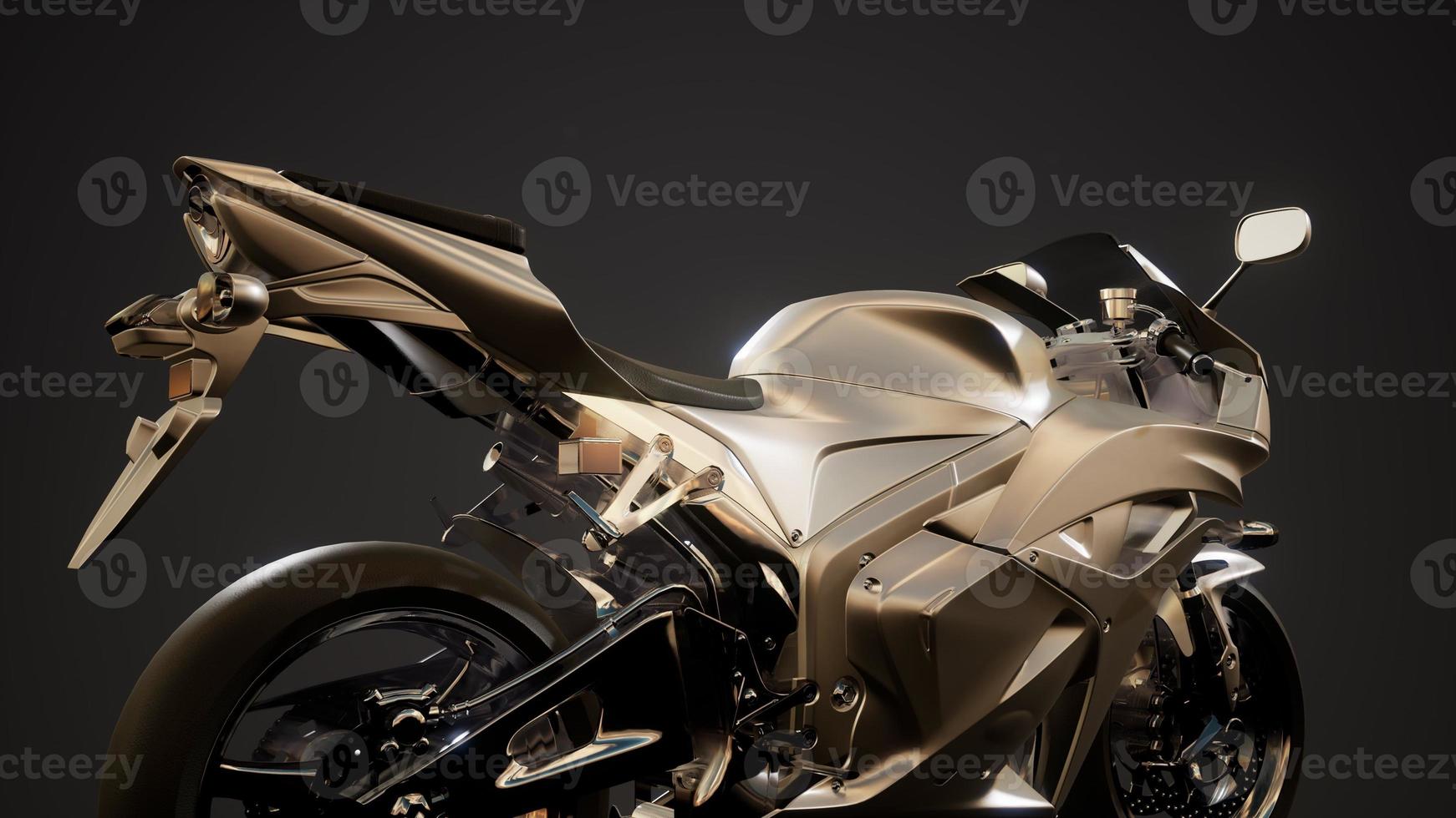 moto sport bike in dark studio with bright lights photo