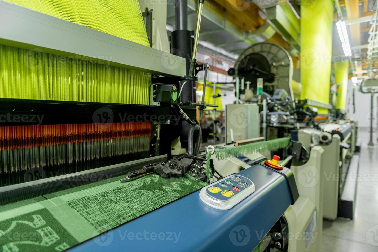 Machine and equipment in the weaving shop. interior of industrial textile factory photo