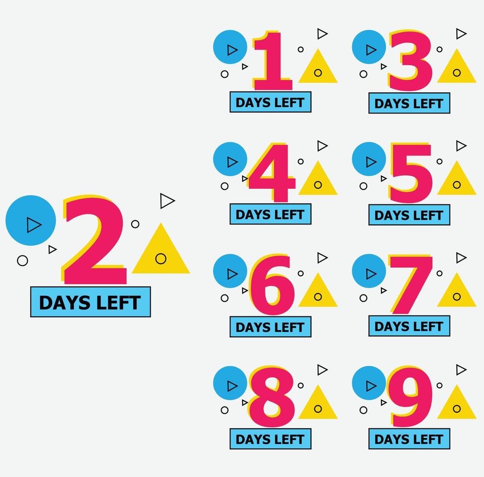 Number of days left badge for sale or promotion color vector