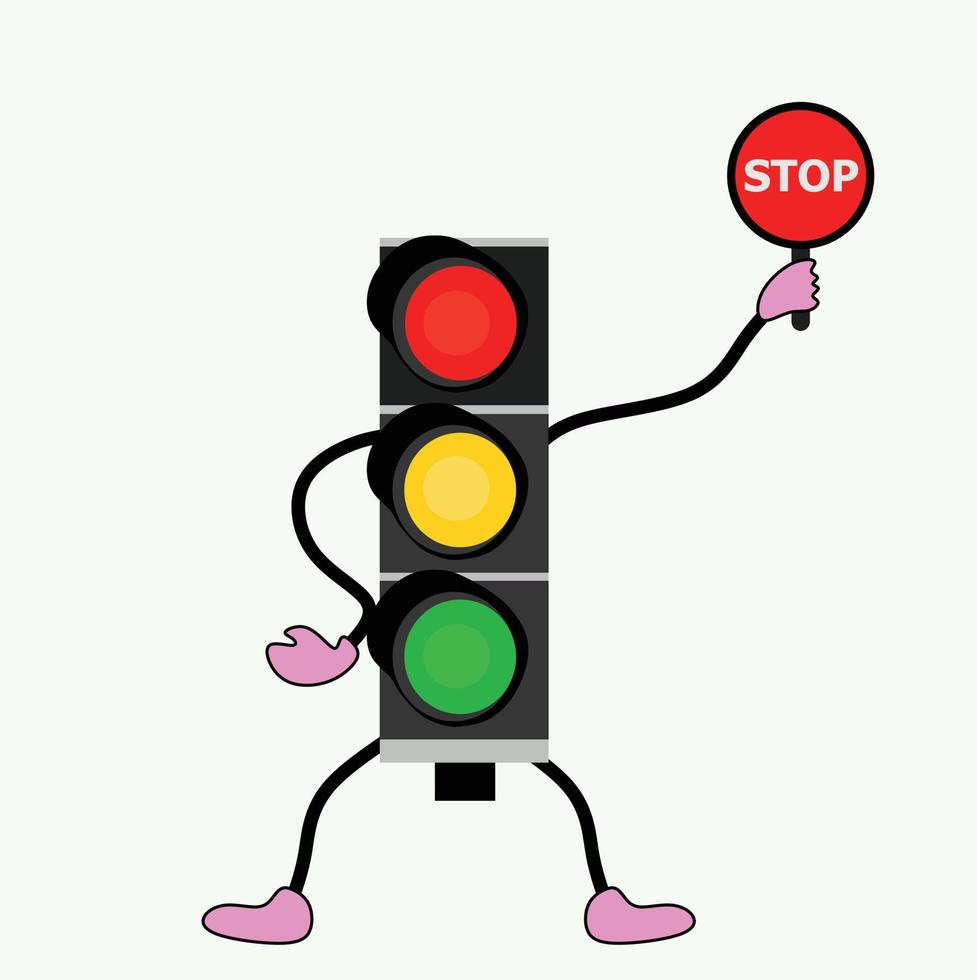 Traffic lights doodle icon ilustration stop vector