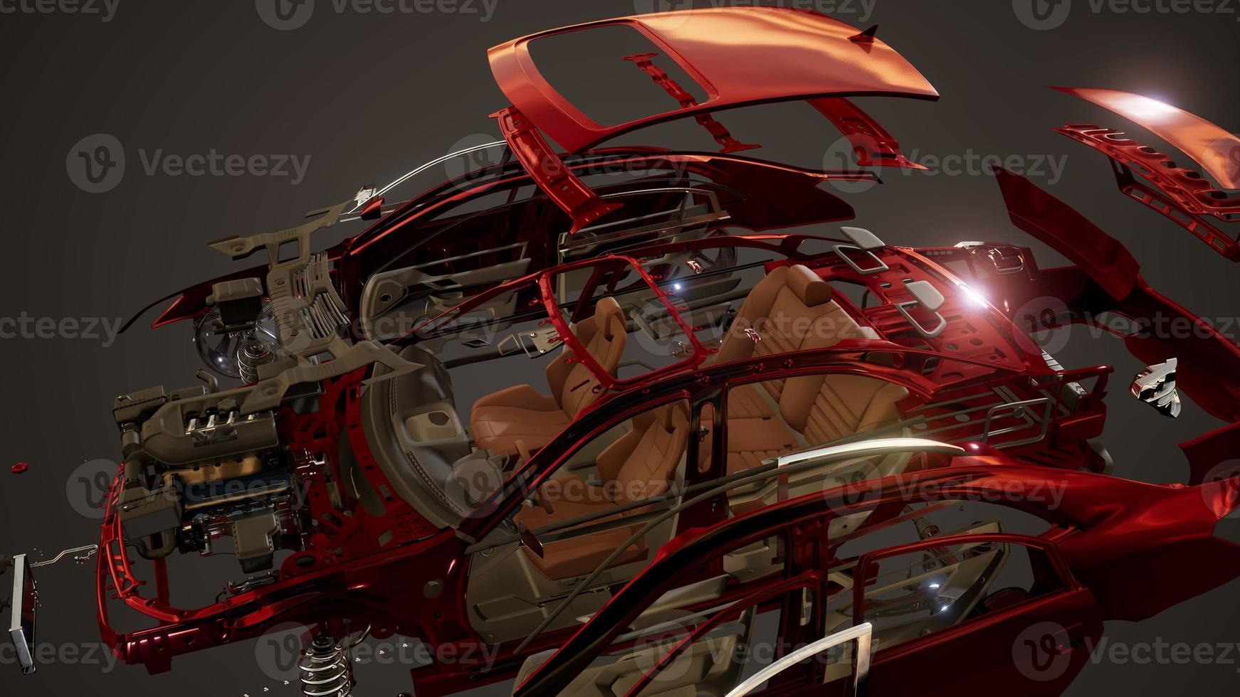 Disassembled Car with Visible Parts photo