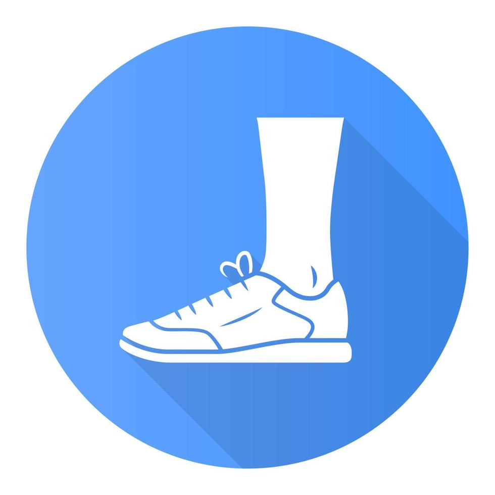 entrenadores azul diseño plano icono de glifo de sombra larga. calzado elegante para hombres y mujeres para entrenamiento deportivo. zapatillas casuales unisex, tenis modernos y cómodos. ilustración de silueta vectorial vector