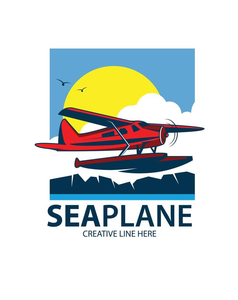 sea plane flying vector