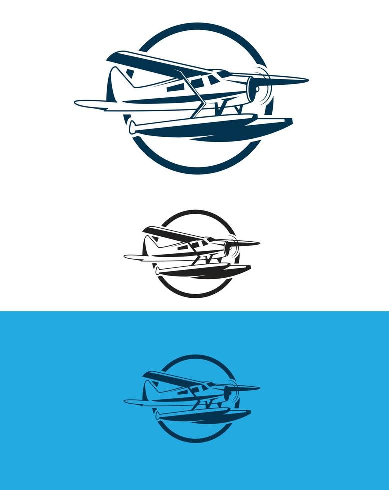 seaplane logo set vector