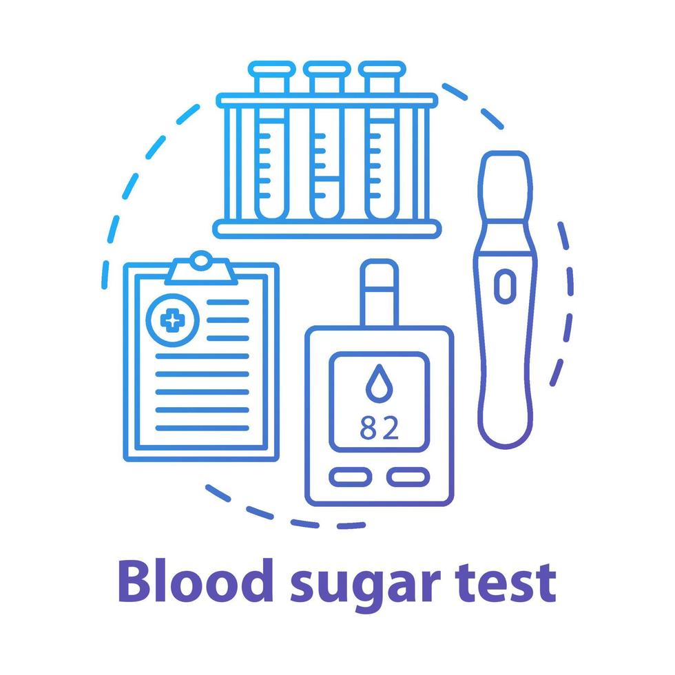 Blood sugar testing gadget concept icon. Controlling glucose level idea thin line illustration. Modern glucometer for diabetic patients. Vector isolated outline drawing. Editable stroke..
