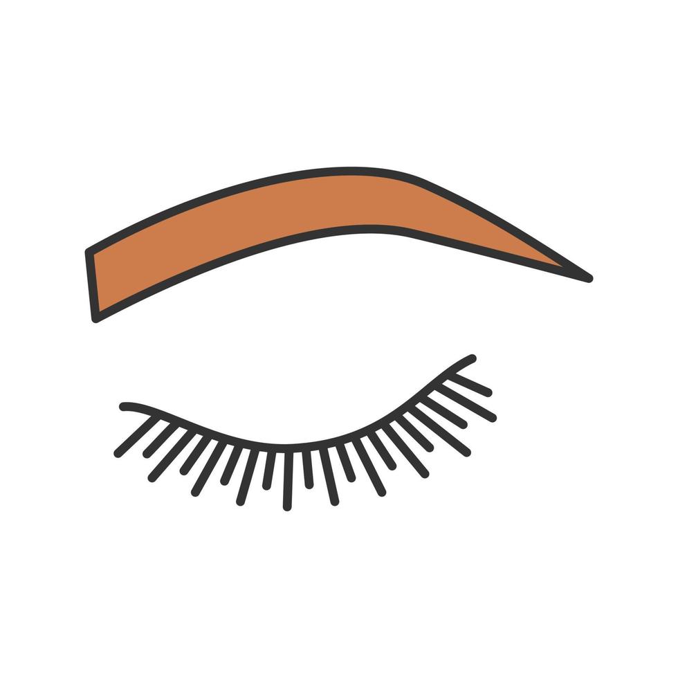 icono de color de forma de ceja arqueada suave. cejas redondeadas y curvas. cejas moldeadas por tatuaje. ojo de mujer cerrado. ilustración vectorial aislada vector