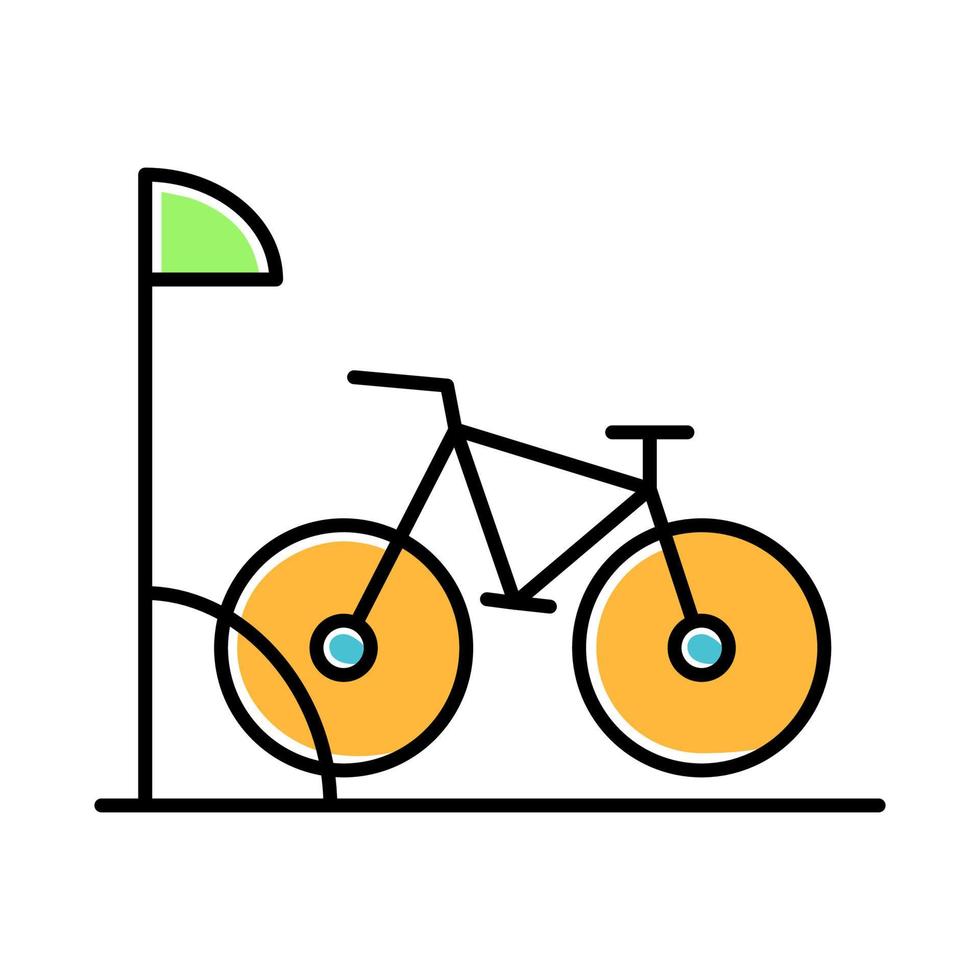 Bike parking yellow color icon. Bicycle storage. Cycle rack. Sport activity. Safe place for wheels. Eco transport. City biking. Apartment amenities. Isolated vector illustration