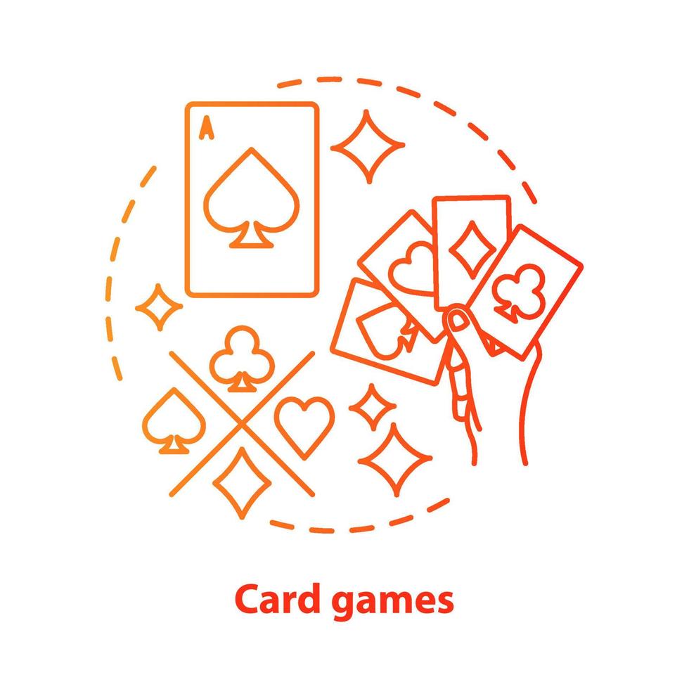 Card games concept icon. Poker blackjack idea thin line illustration. Playing cards suits, aces. Gambling, games of chance. Casino. Vector isolated outline drawing