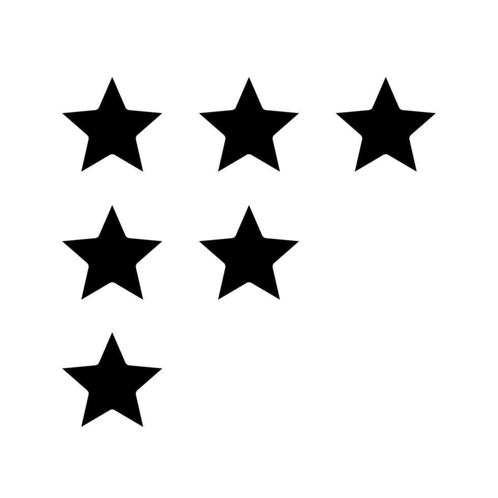 Stars rating glyph icon. Customer feedback and review. Low, high, moderate ranking scale. Silhouette symbol. Negative space. Vector isolated illustration