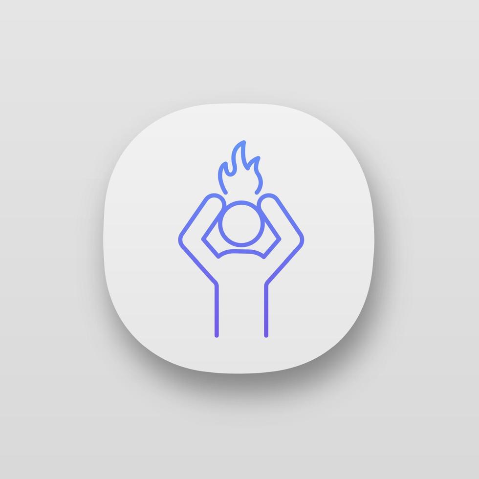 Stress app icon. UI UX user interface. Frustration. Working burnout. Anger. Angry person. Emotional stress symptom. Web or mobile application. Vector isolated illustration