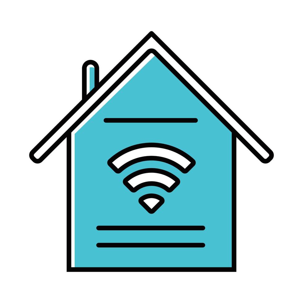 Smart home features blue color icon. Handle with domestic appliances via internet. Control household. Wi-Fi access indoors. Home automation system. Isolated vector illustration