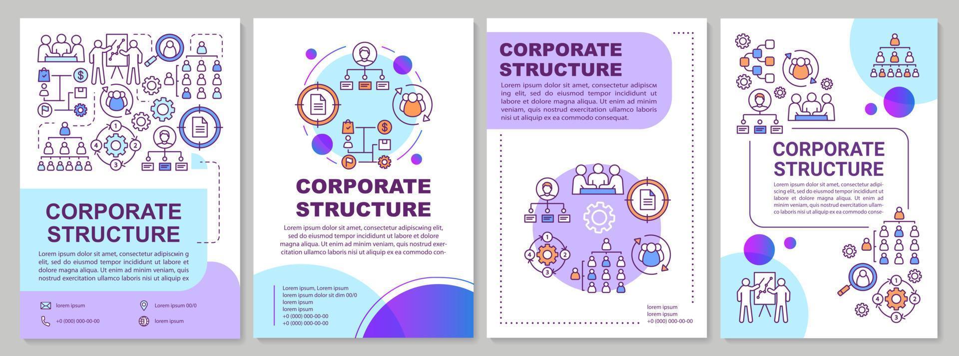 Corporate structure brochure template layout. Top management and executive staff. Flyer, booklet, leaflet print design with linear icons. Vector page layouts for magazines, reports, advertising poster