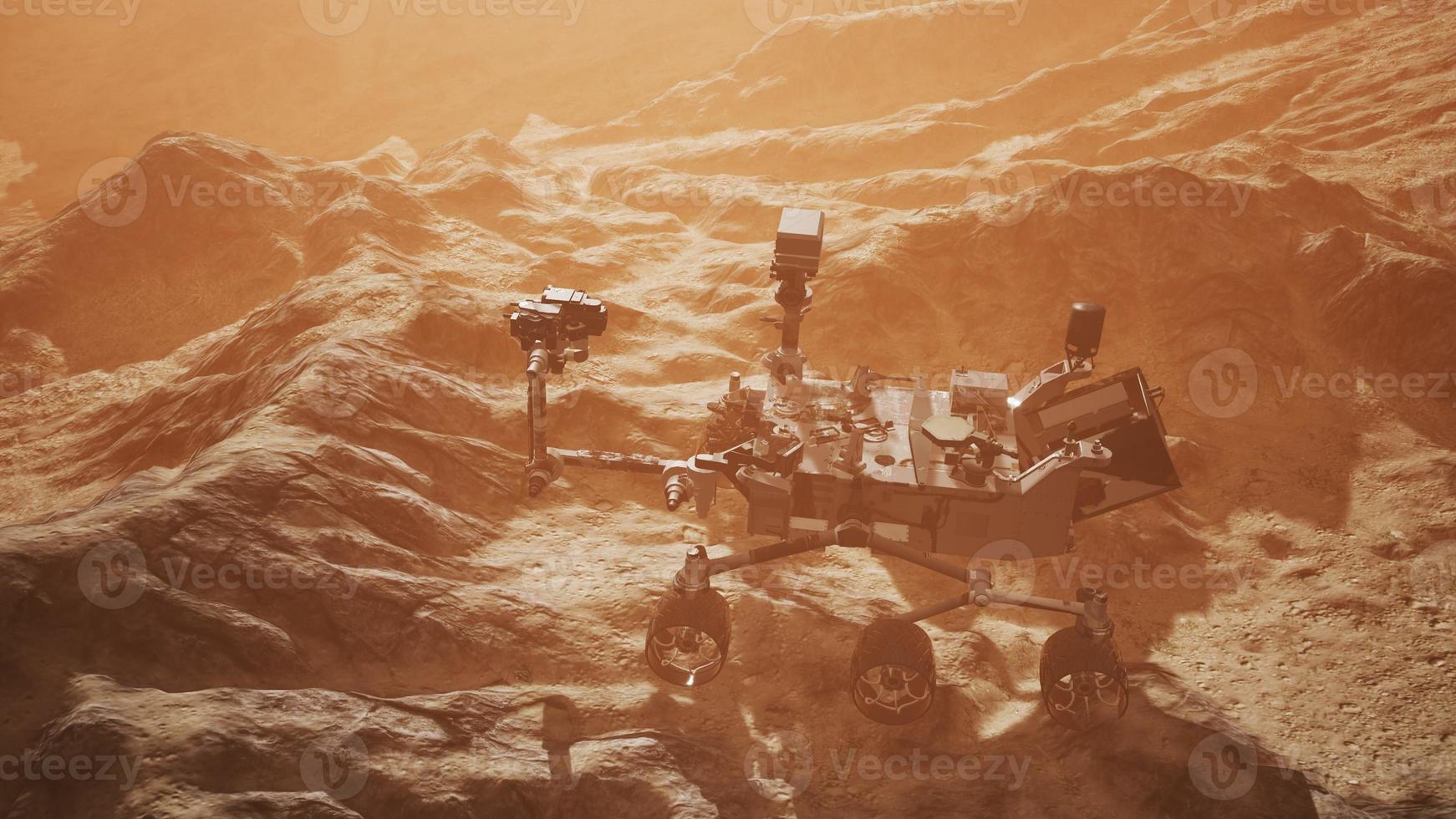 Curiosity Mars Rover exploring the surface of red planet. Elements of this image furnished by NASA photo