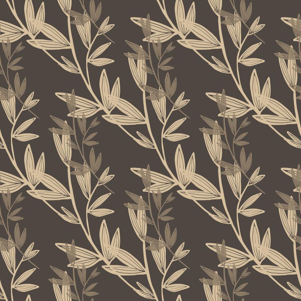 Grunge leaf seamless pattern. Botanical background. Retro floral wallpaper. Vector illustration.