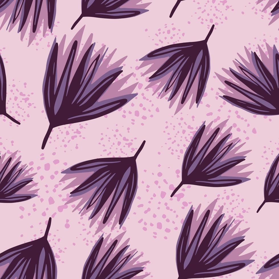 Random seamless botanic pattern with purple flower buds. Light pastel lilac background with splashes. vector