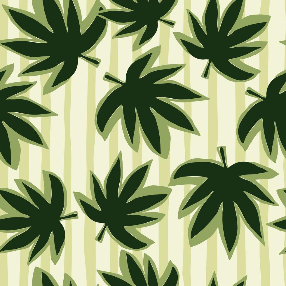 el cannabis verde aleatorio deja un patrón sin costuras. fondo blanco despojado. vector