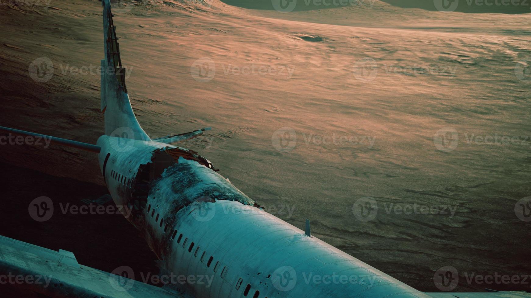 abandoned crushed plane in desert photo