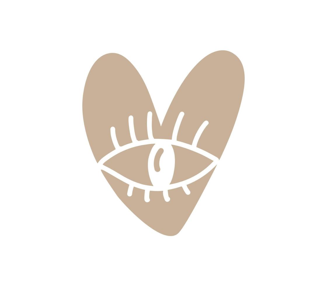 Cute doodle heart with big eye. Concept of love see better. Ideal for textile design, socks, dress pattern, postcard on saint valentine day vector