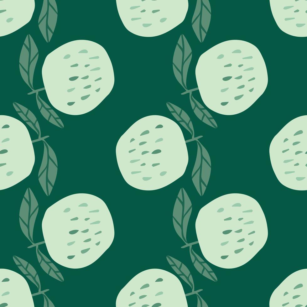Green apples seamless pattern in doodle style. Botanical print. vector