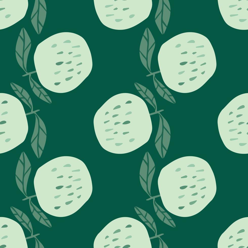 Green apples seamless pattern in doodle style. Botanical print. vector