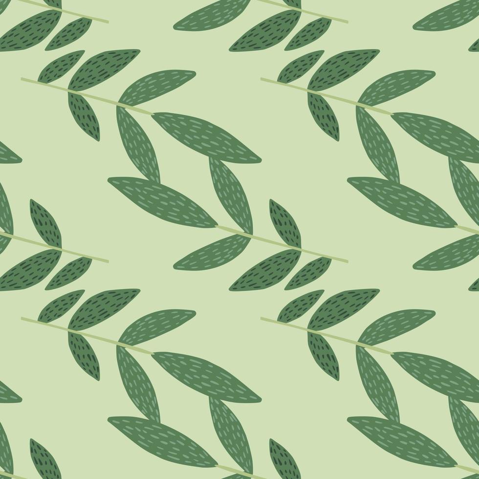 Hand drawn herbal seamless pattern with green dashes branches. vector