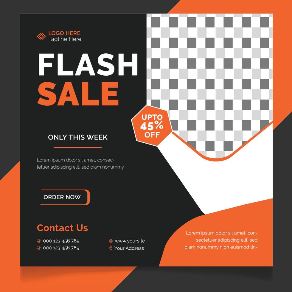 Flash Sale Social Media Post template vector