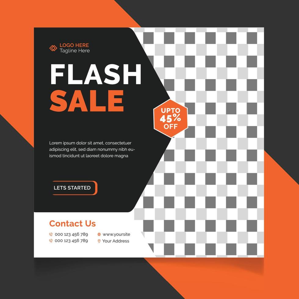 Flash sale social media post template design vector