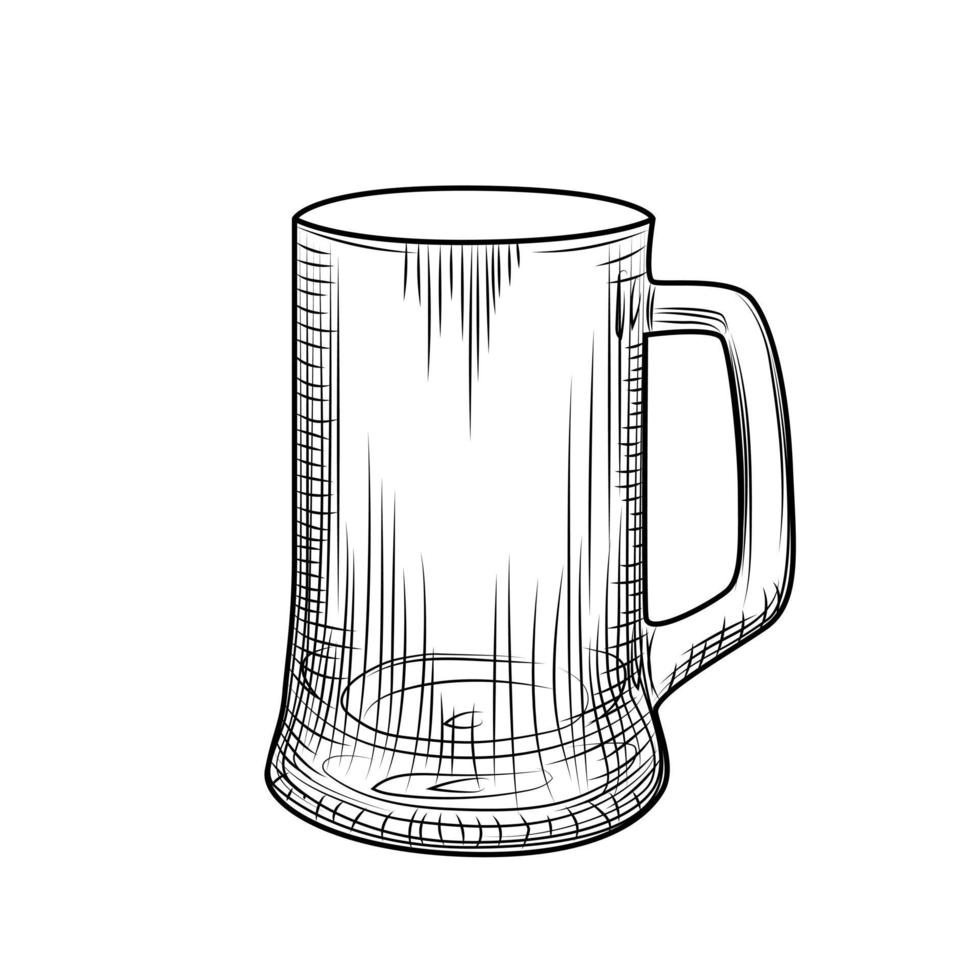 jarra de cerveza masculina. estilo de grabado. dibujado a mano vector