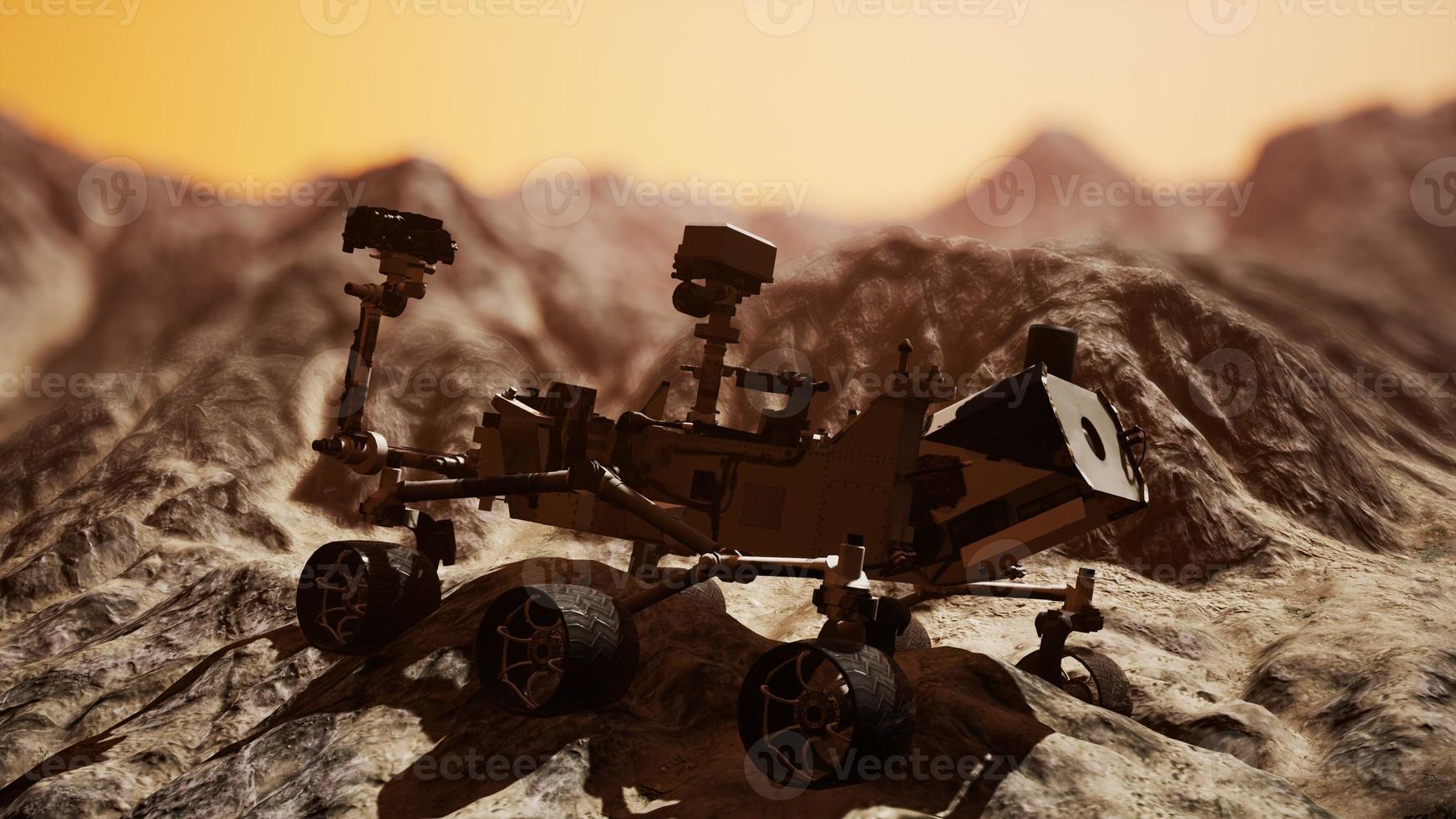 Curiosity Mars Rover exploring the surface of red planet. Elements of this image furnished by NASA photo