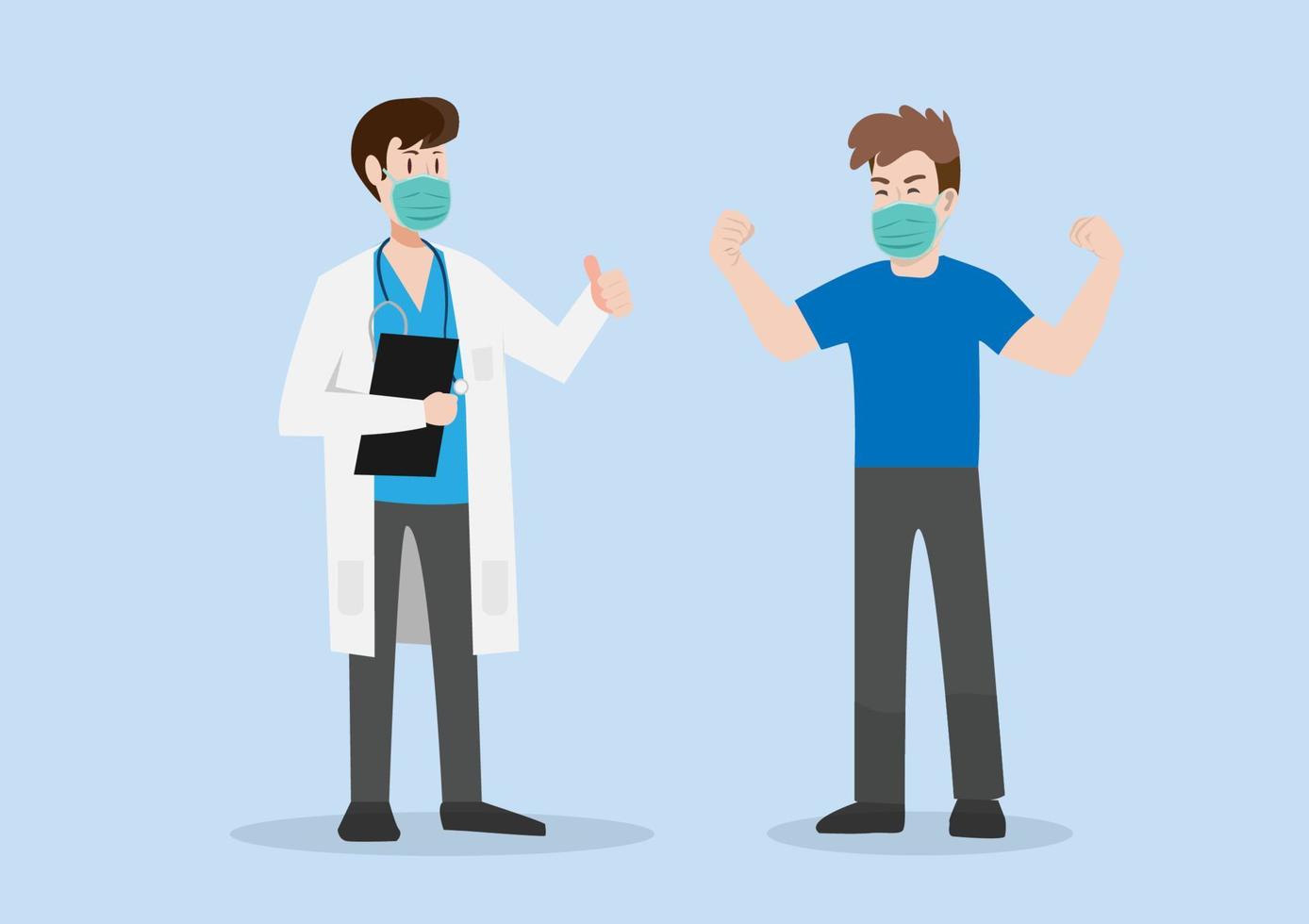 Doctors monitor the battle of patients with   Flat style cartoon illustration vector