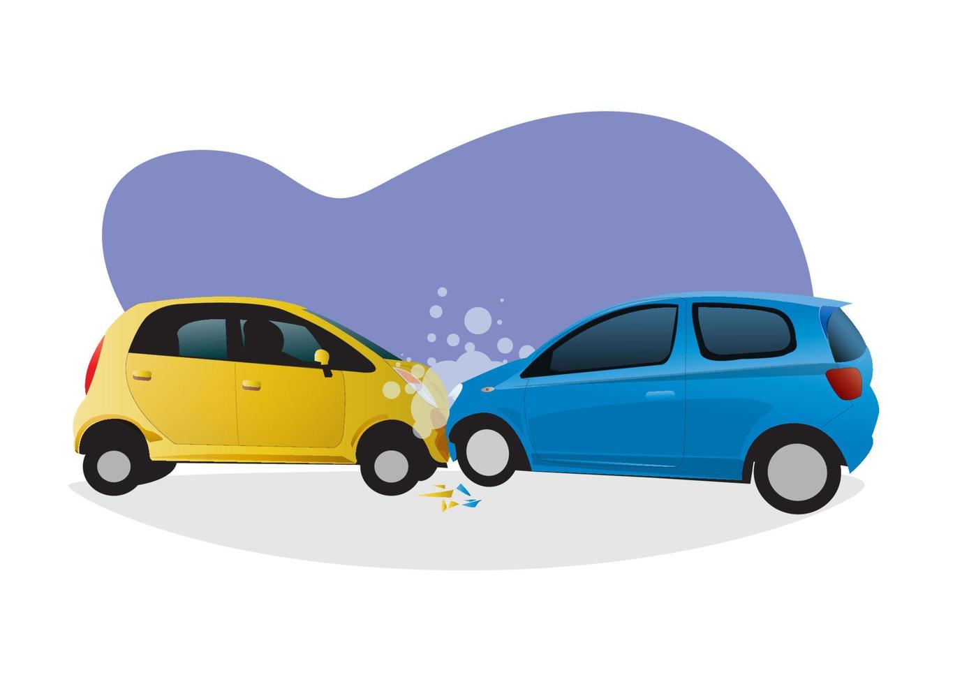 car accident Two cars collided, causing smoke and damage to the front of the car. Flat style cartoon illustration vector