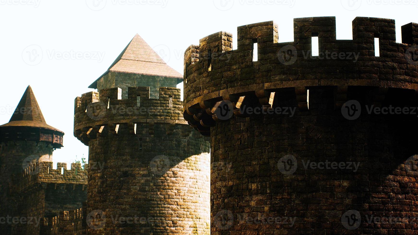 old castle walls at the sunset photo