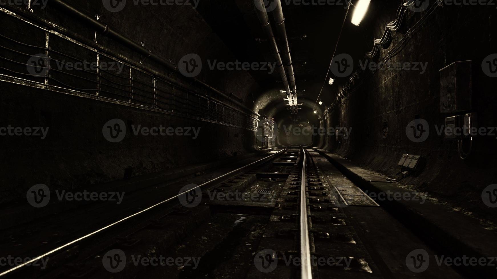 empty railway tunnel near the underground railway station photo