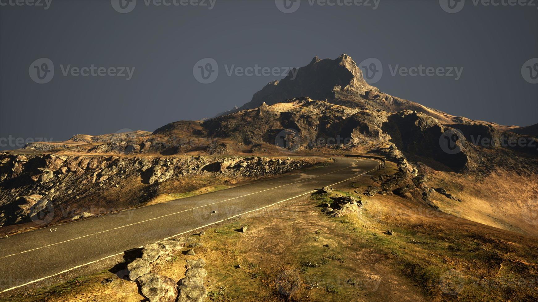 Panoramic view of the Atlantic Ocean and the road in the East Fjords photo
