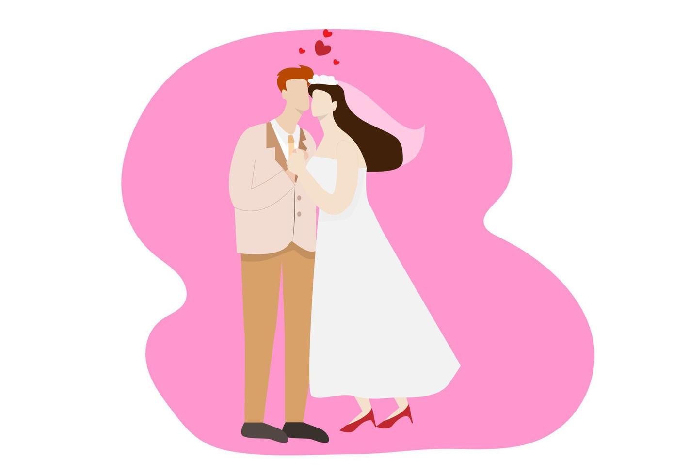 The happy couple having a wedding ceremony Bride and groom in a wedding dress vector