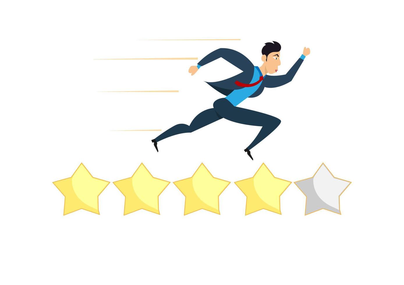 Ratings, reviews of customers or business ideas and investment ratings. Businessmen have added a golden yellow star for their rating. Flat style cartoon illustration vector