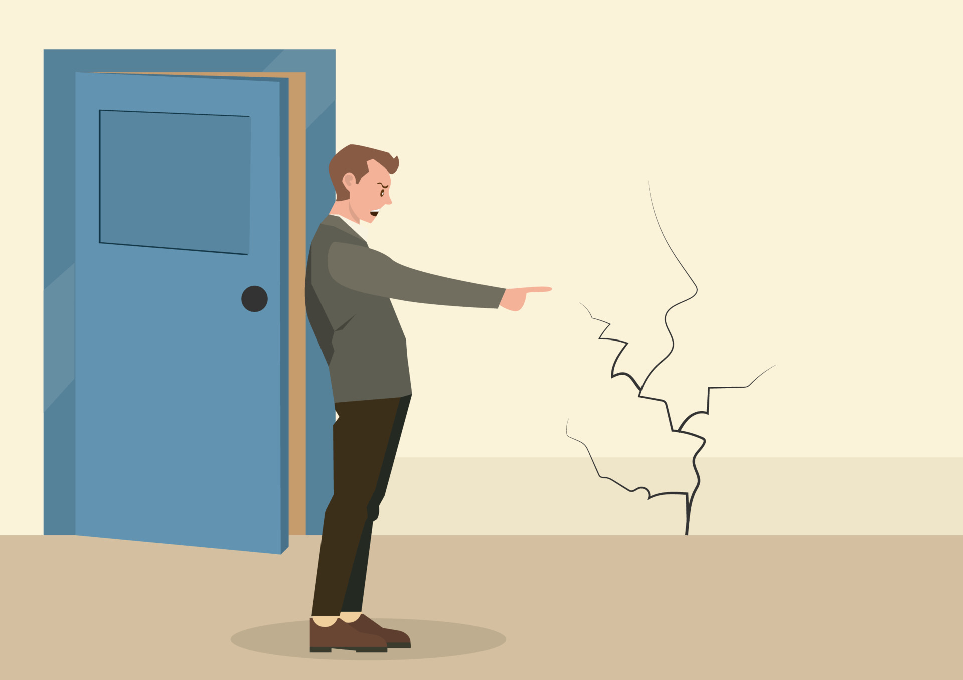 house wall cracks The homeowner was dissatisfied with a large crack in the wall of the house. The old house was in poor condition. need to repair vector illustration flat style cartoon house wall cracks The homeowner was dissatisfied with a large crack in the wall of the house. The old house was in poor condition. need to repair vector illustration flat style cartoon