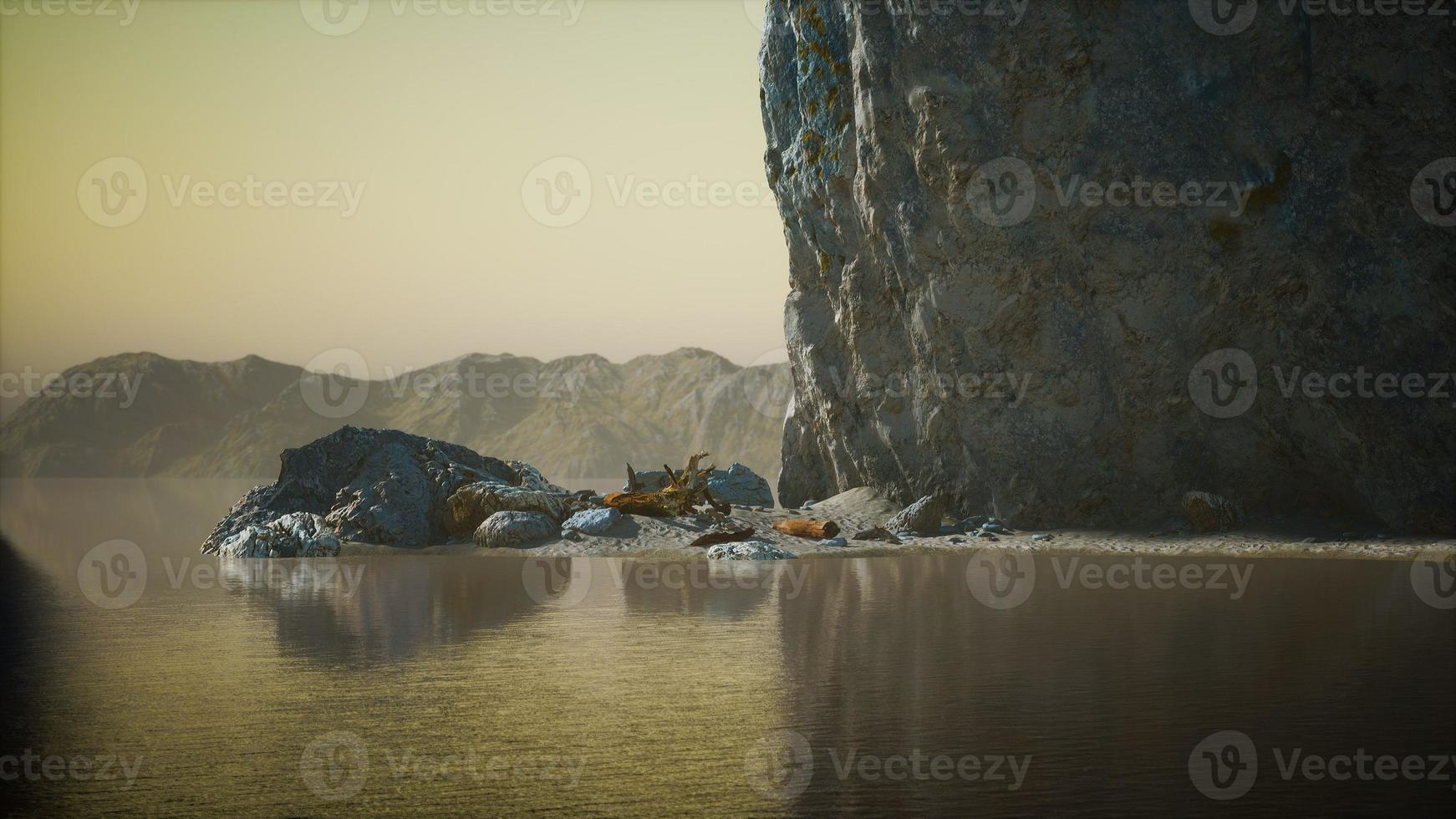 seascape with white rocky cliffs in sea bay photo