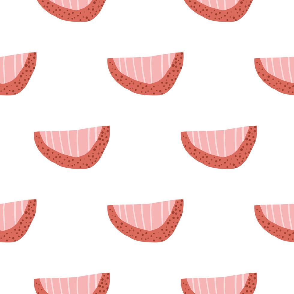 patrón de rodaja de limón transparente aislado. formas abstractas de frutas en tonos rosas y rojos sobre fondo blanco. vector