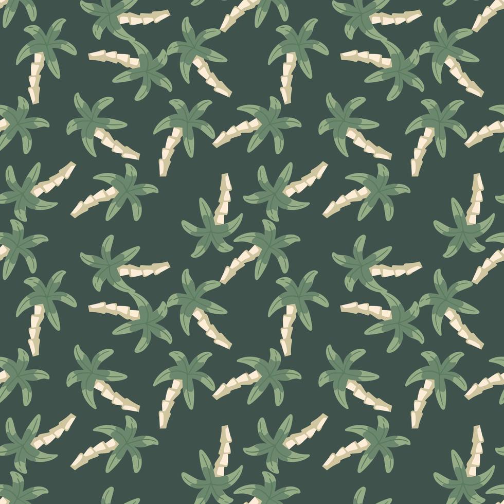 Patrón sin fisuras de palmera caótica sobre fondo verde. papel pintado tropical sencillo vector