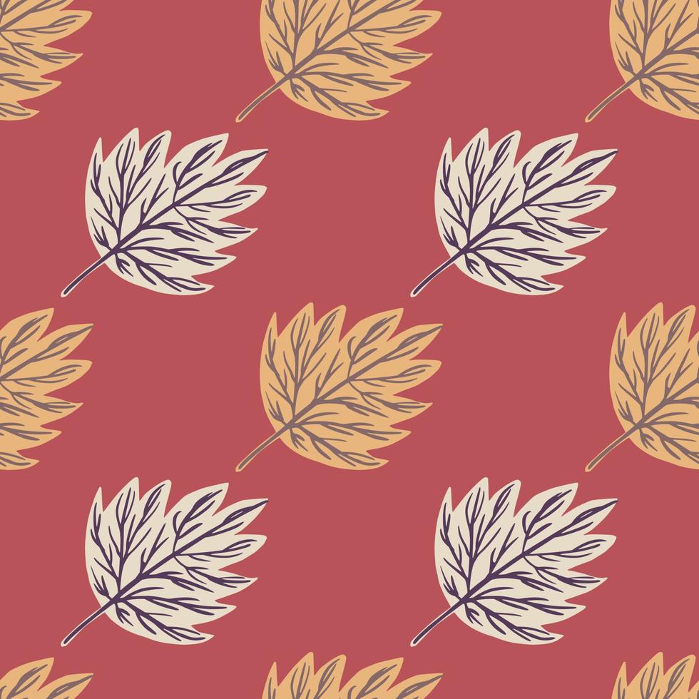 Seamless pattern with contoured creative fall leaves shapes. vector